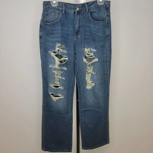 SHEIN  Men's Distressed Straight Leg Jeans